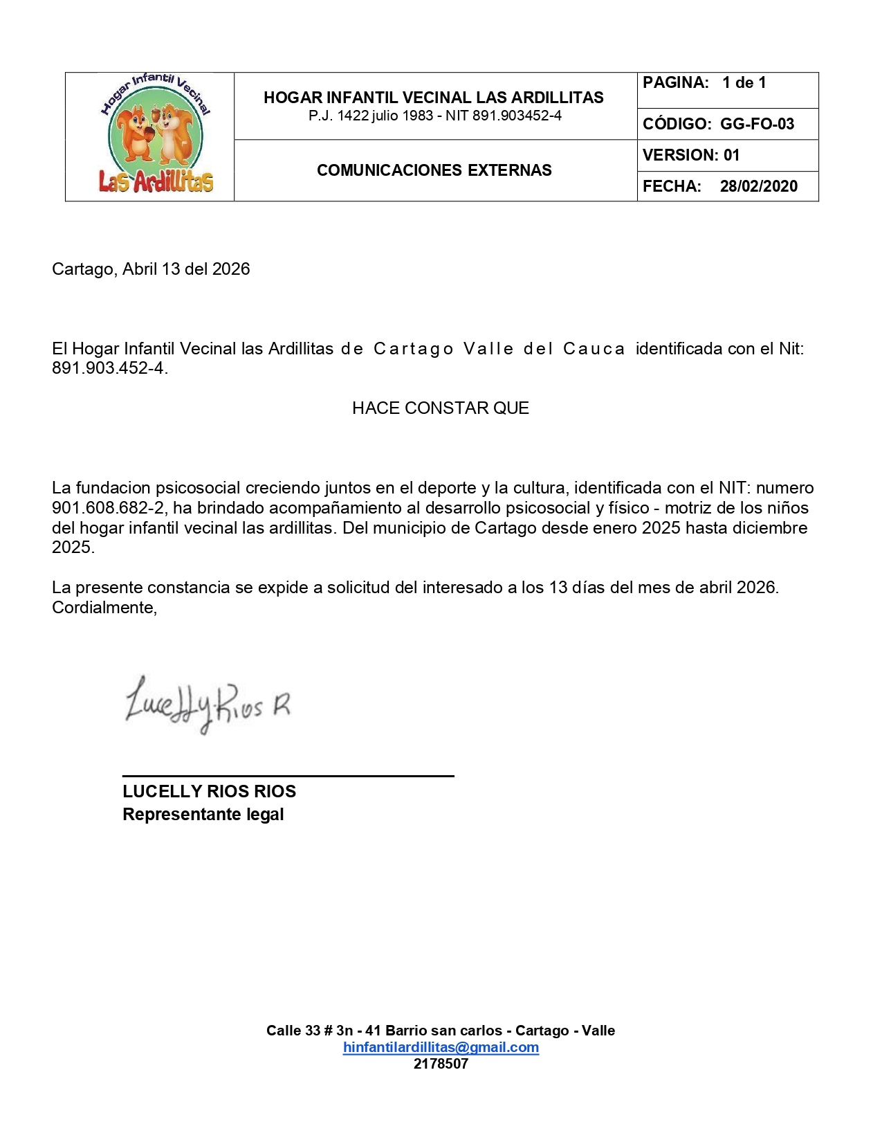 Hogar infantil vencida las ardillitas
